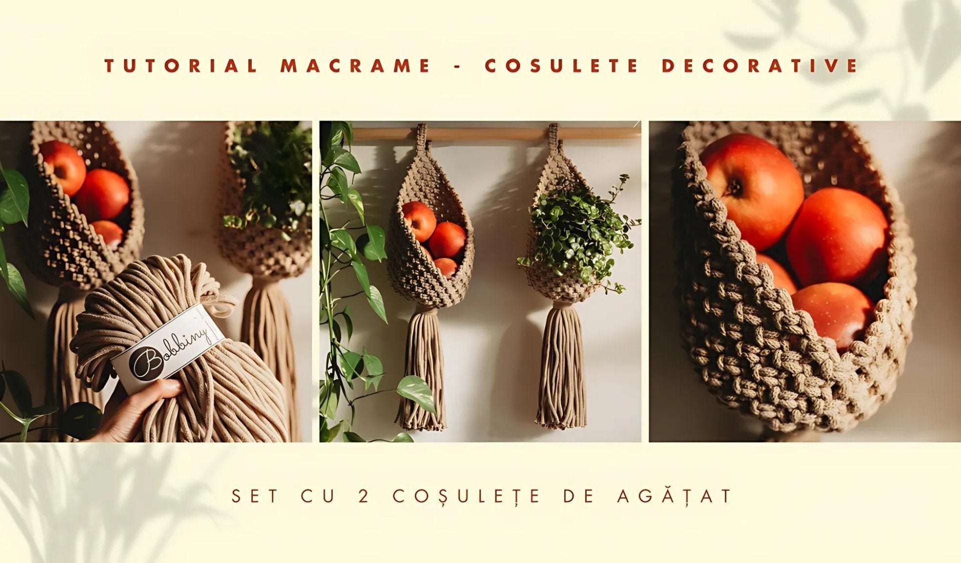 Tutorial de macrame - coșulețe agățate