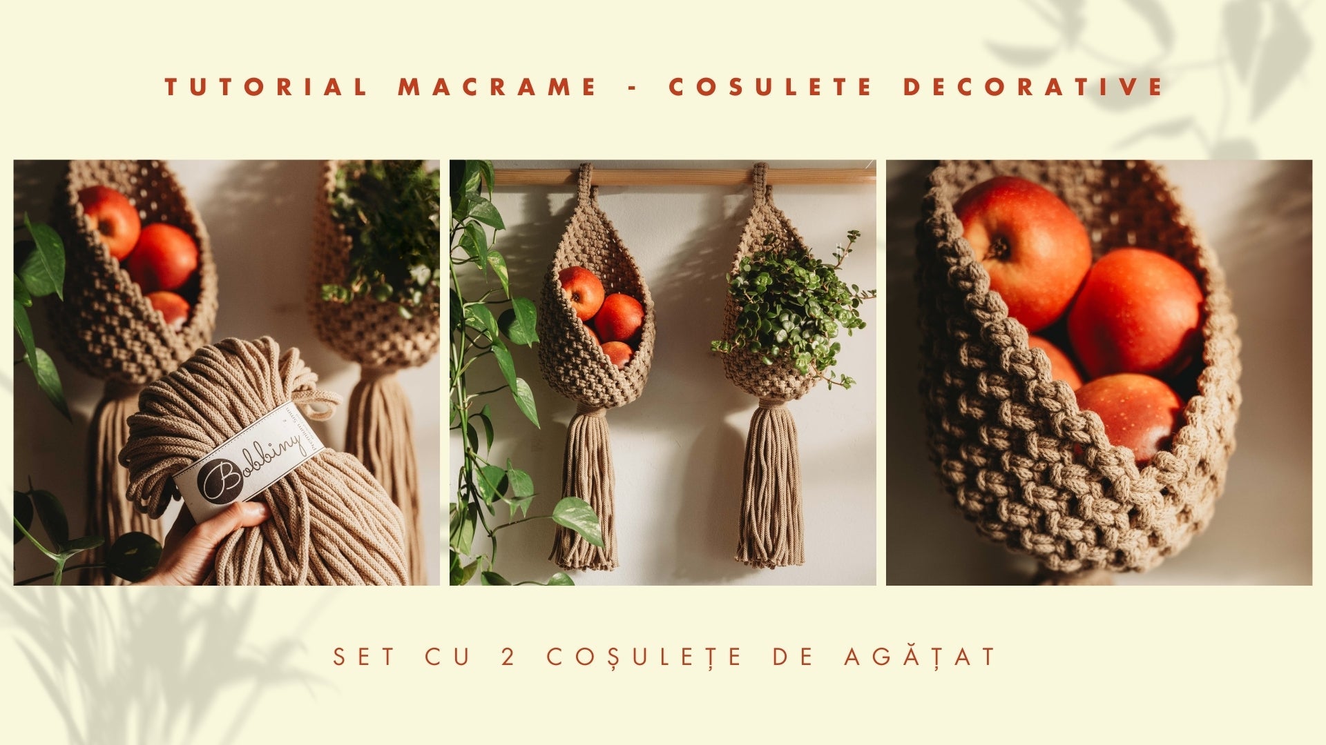 Tutorial de macrame - coșulețe agățate