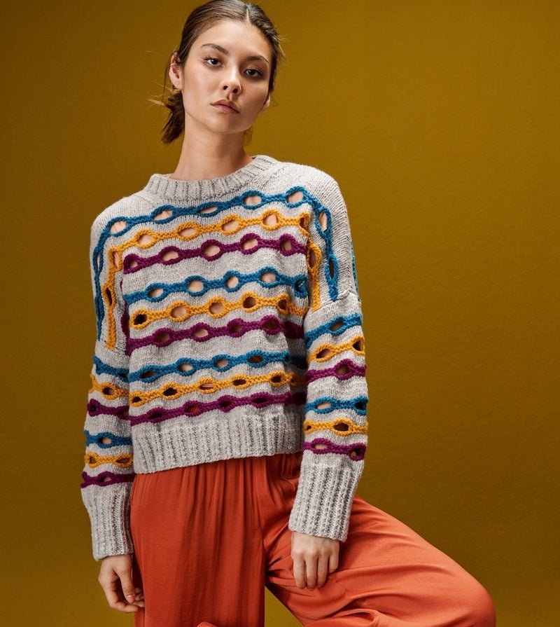 Pulover texturat cu detalii perforate Alta Moda Cashmere 16