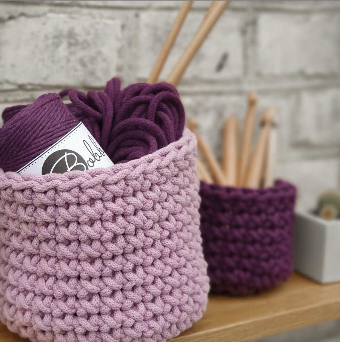 Coș croșetat din șnur tubular clasic Bobbiny 5 mm