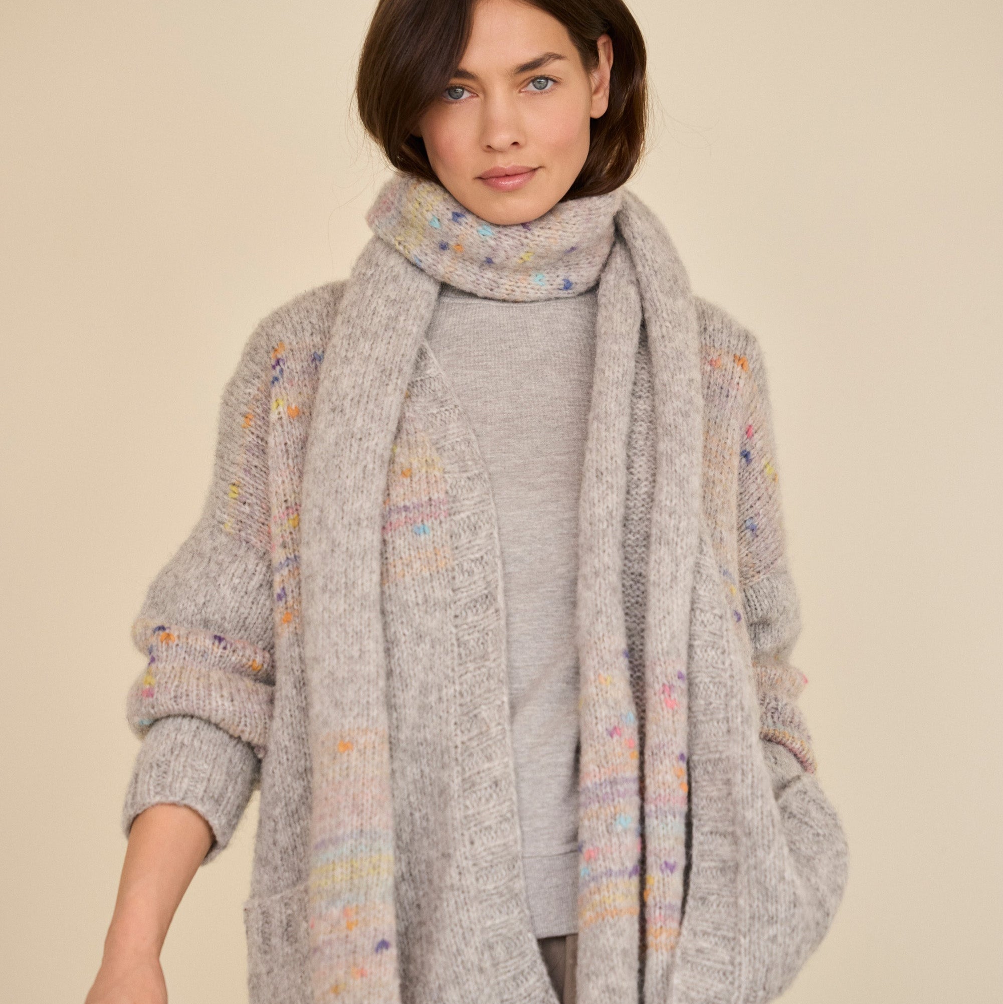 Cassata - fir pufos de merinos cu inserții multicolore