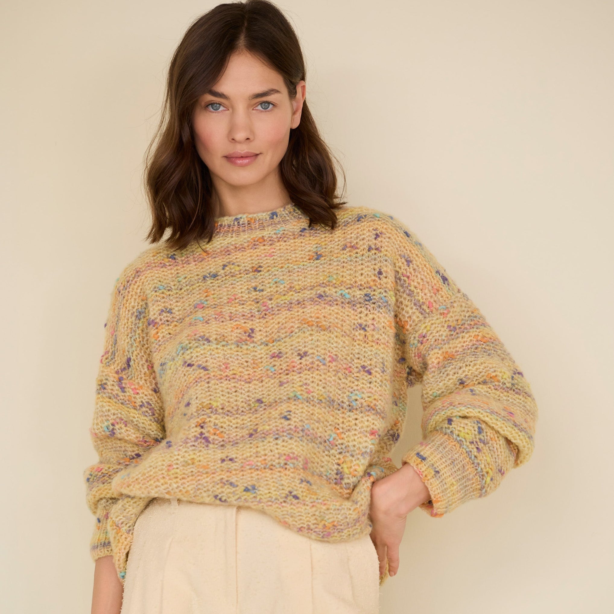 Cassata - fir pufos de merinos cu inserții multicolore