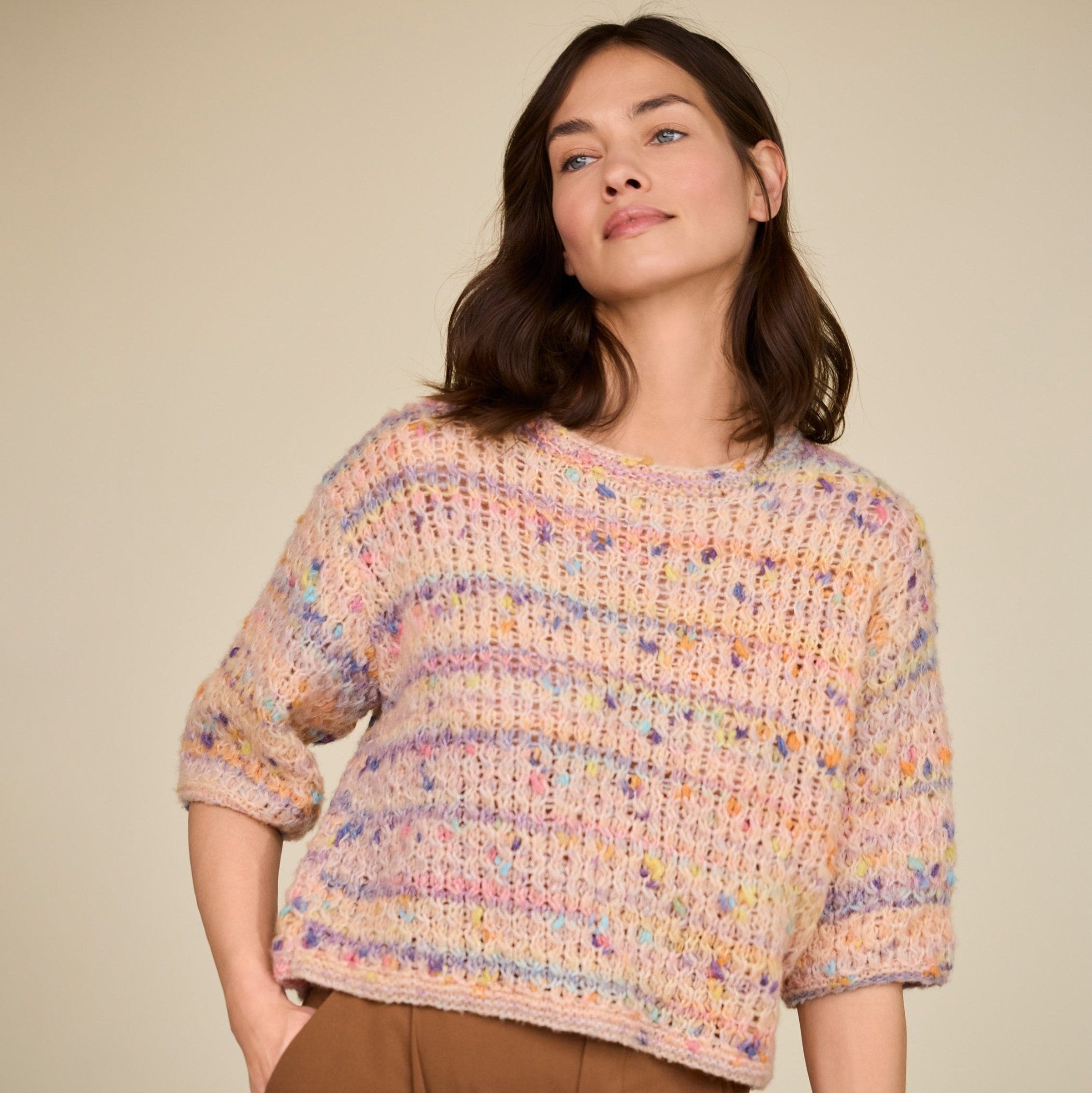 Cassata - fir pufos de merinos cu inserții multicolore