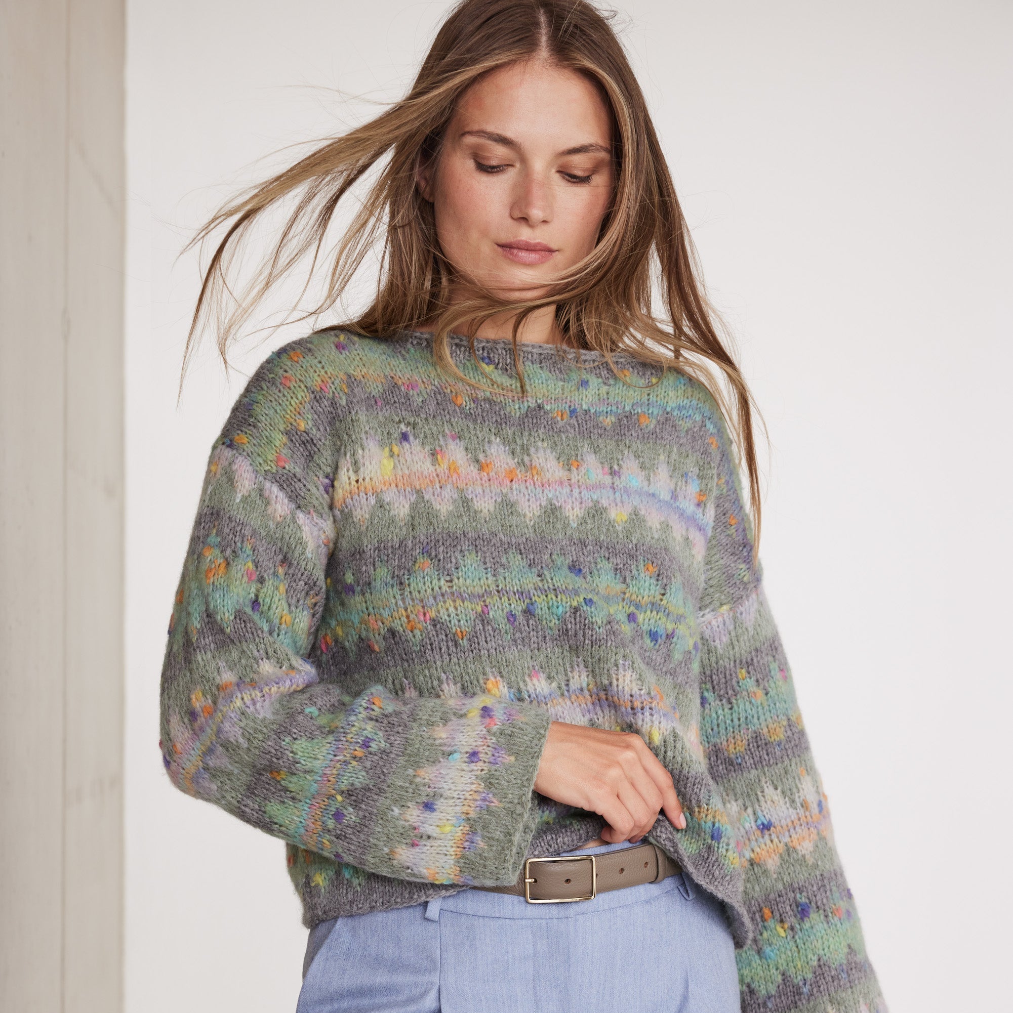 Cassata - fir pufos de merinos cu inserții multicolore