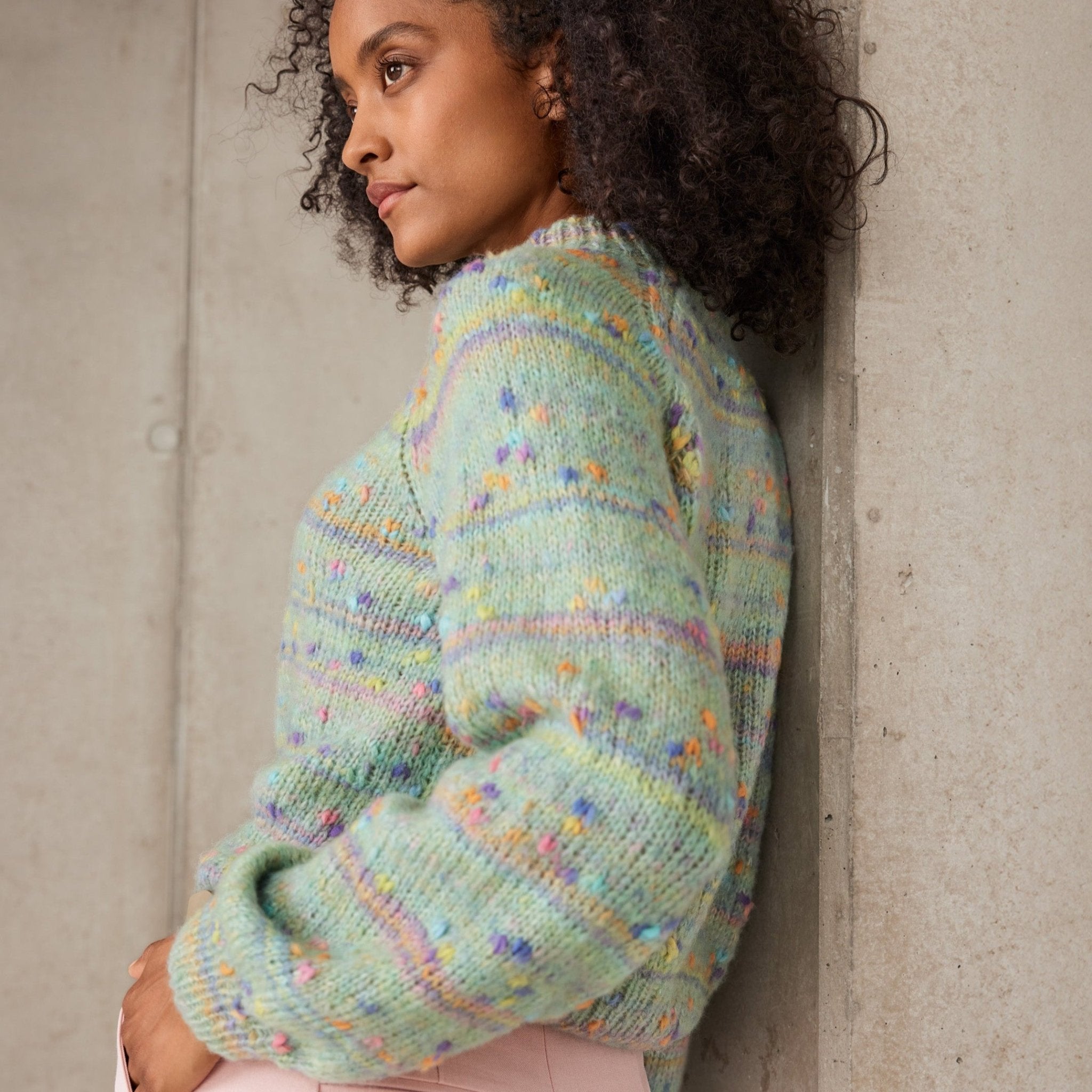 Cassata - fir pufos de merinos cu inserții multicolore