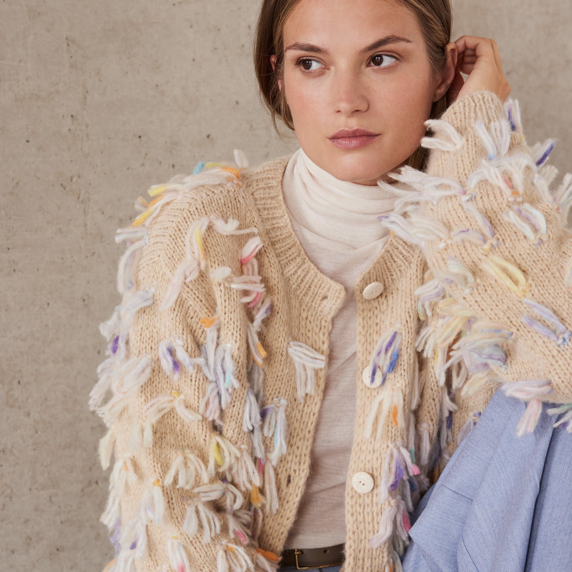 Cassata - fir pufos de merinos cu inserții multicolore