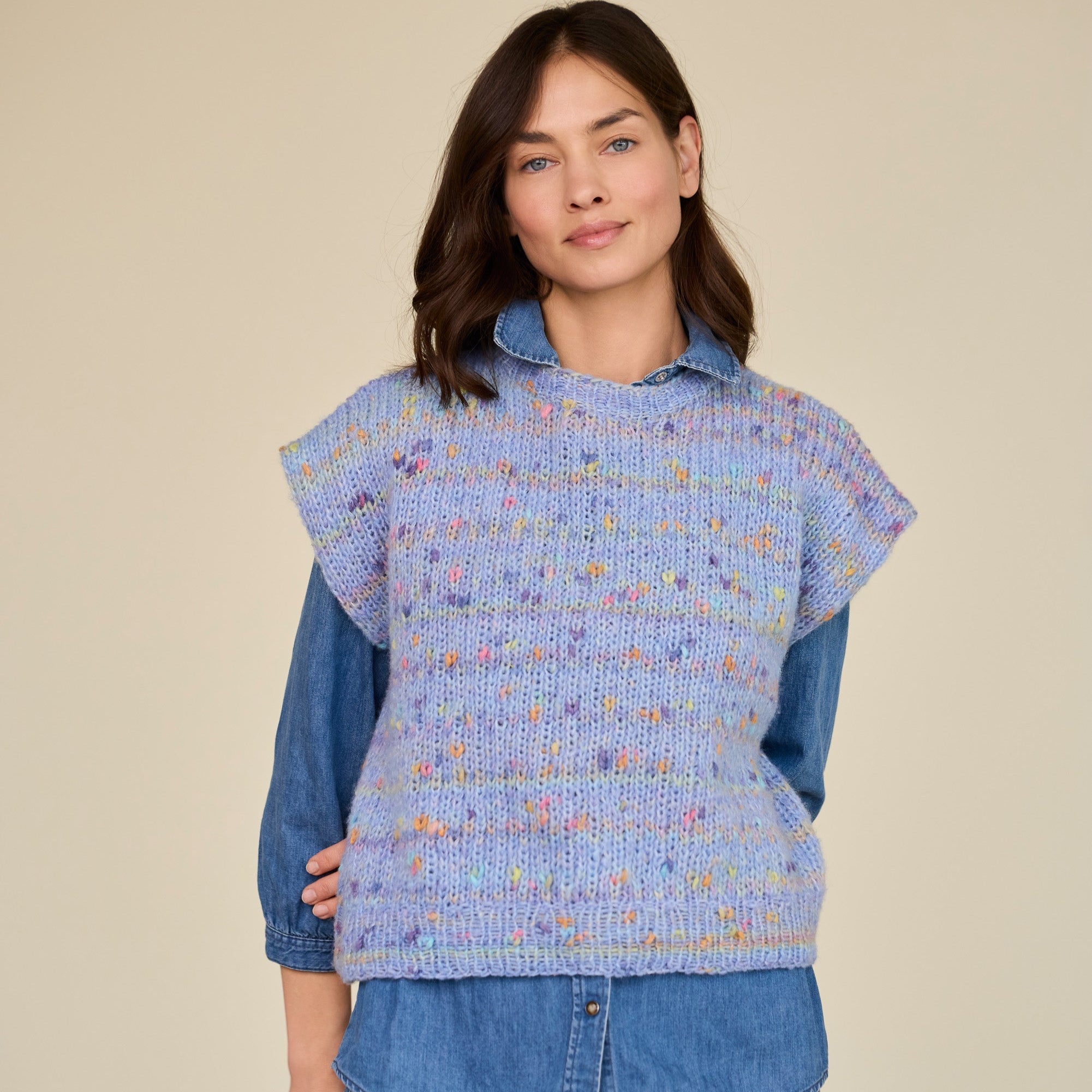 Cassata - fir pufos de merinos cu inserții multicolore