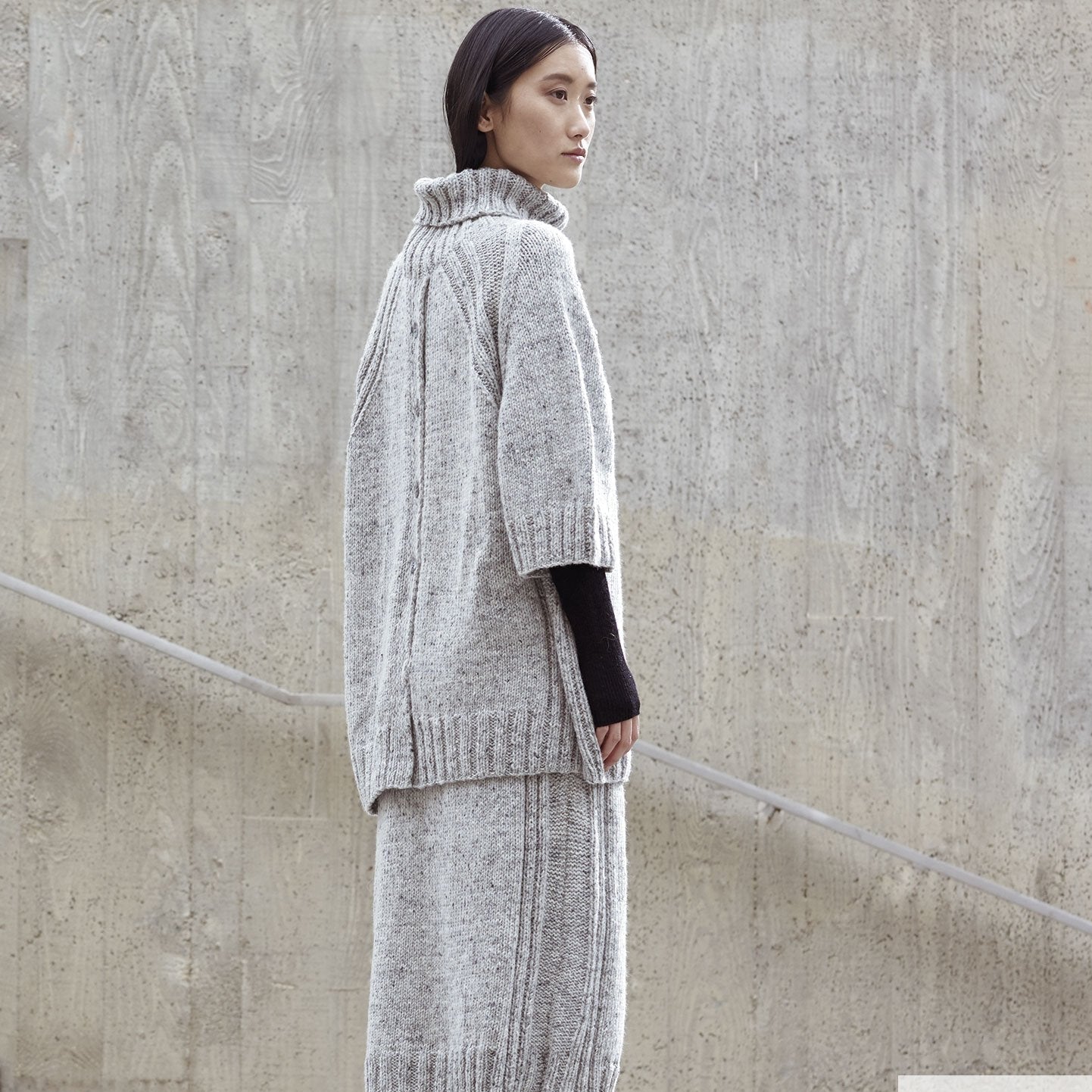 Set pulover și fustă Cotton-Merino Tweed