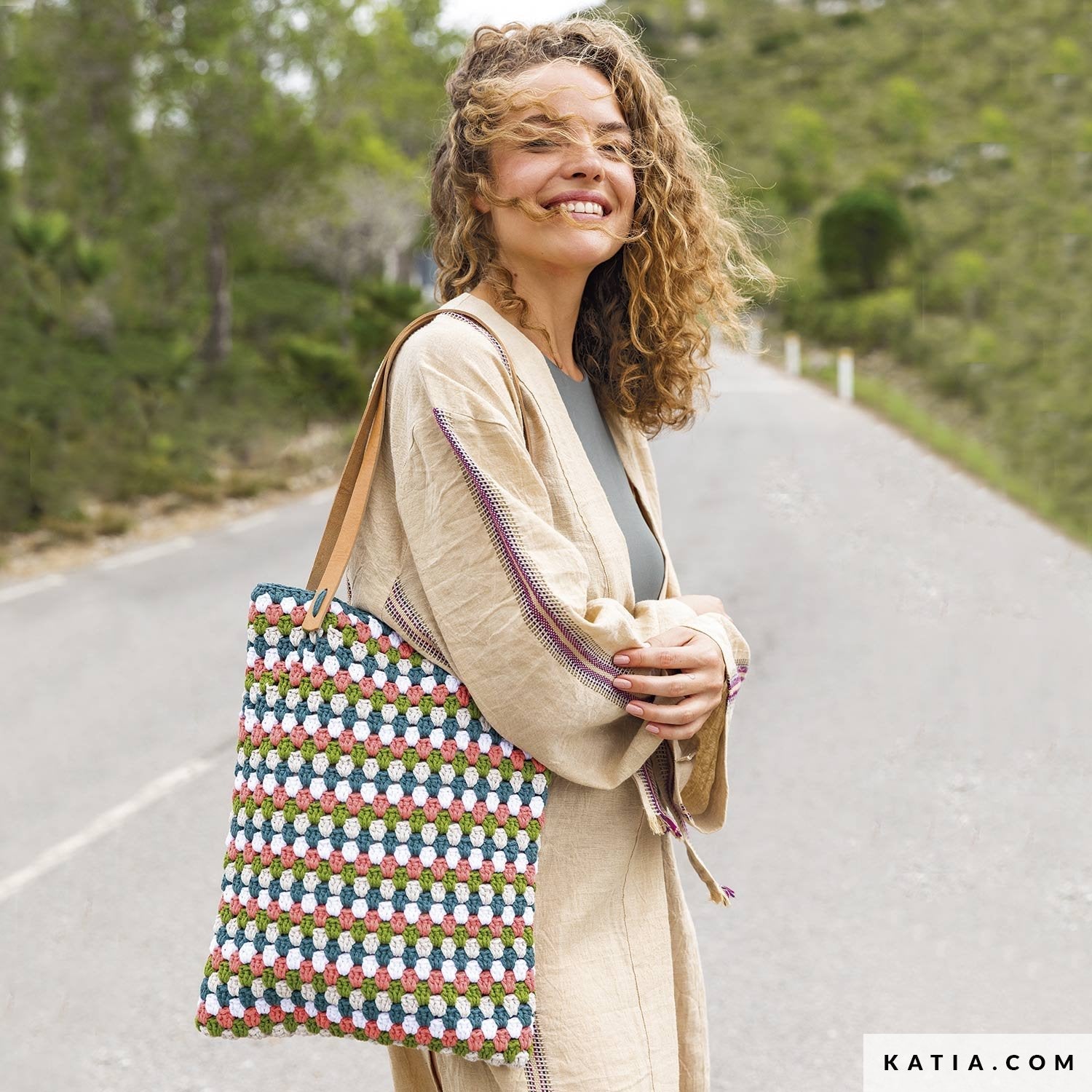 Geantă multicoloră croșetată Ekos