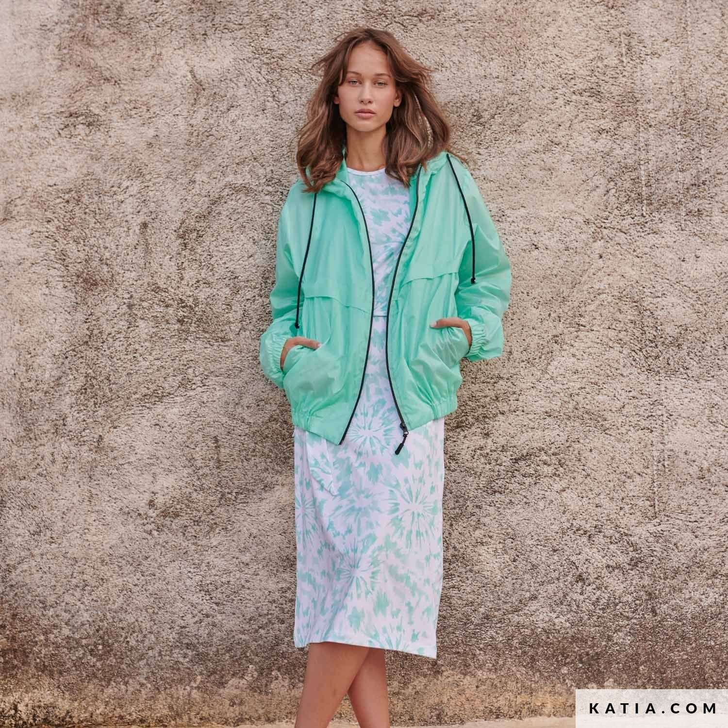 Rochie din jerse Tie-Dye Aqua