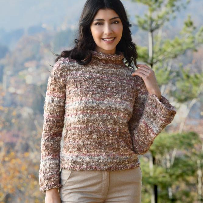 Lisbona - fir texturat variegat de merinos cu bumbac