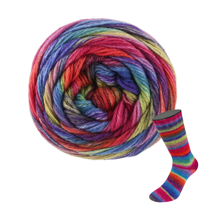 Meilenweit 100 Fontana - fir variegat de lână superwash pentru ciorapi și accesorii