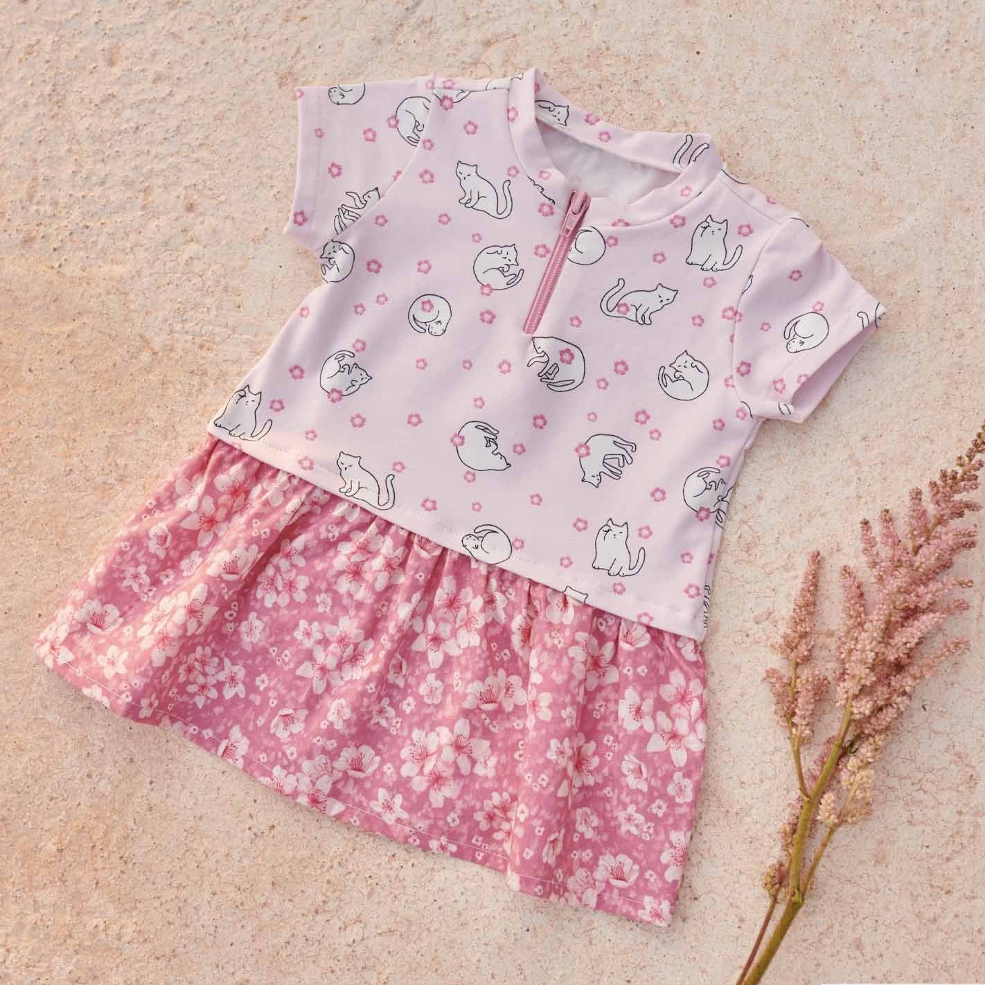 Rochiță combinată din jerse și poplin Cherry Blossom
