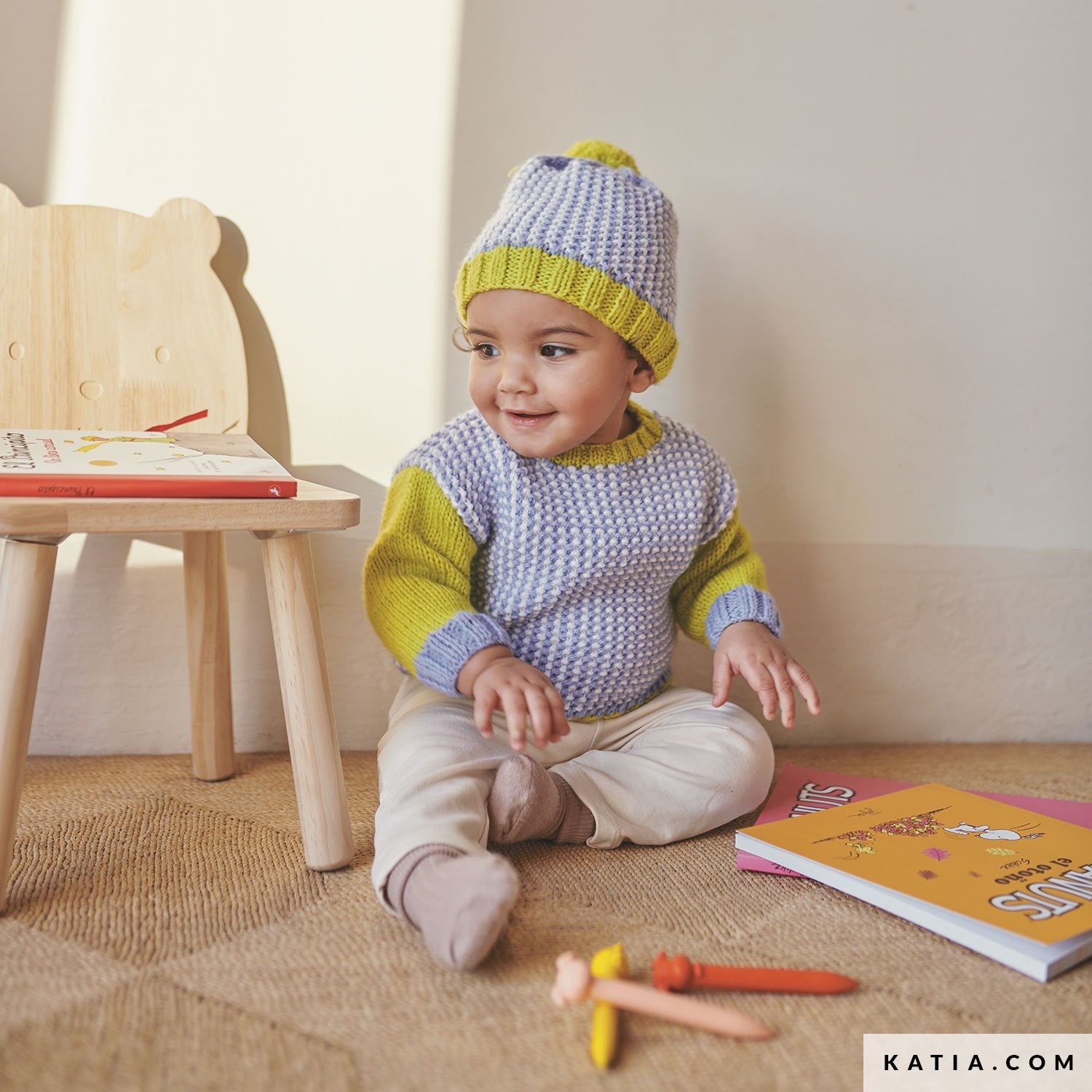 Pulover și căciuliță tricotate din Basic Merino