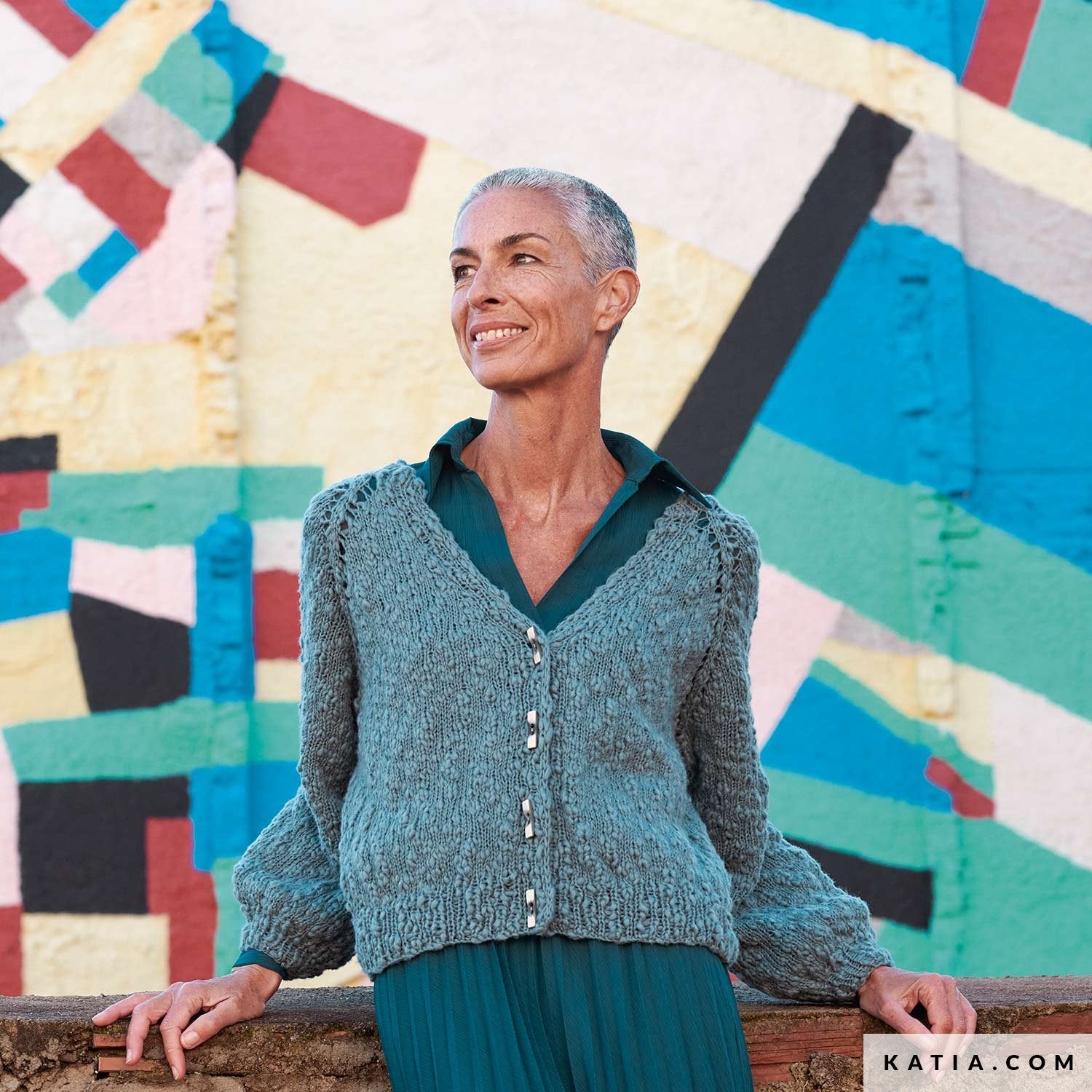 Jachetă tricotată din Cotton-Merino Volume