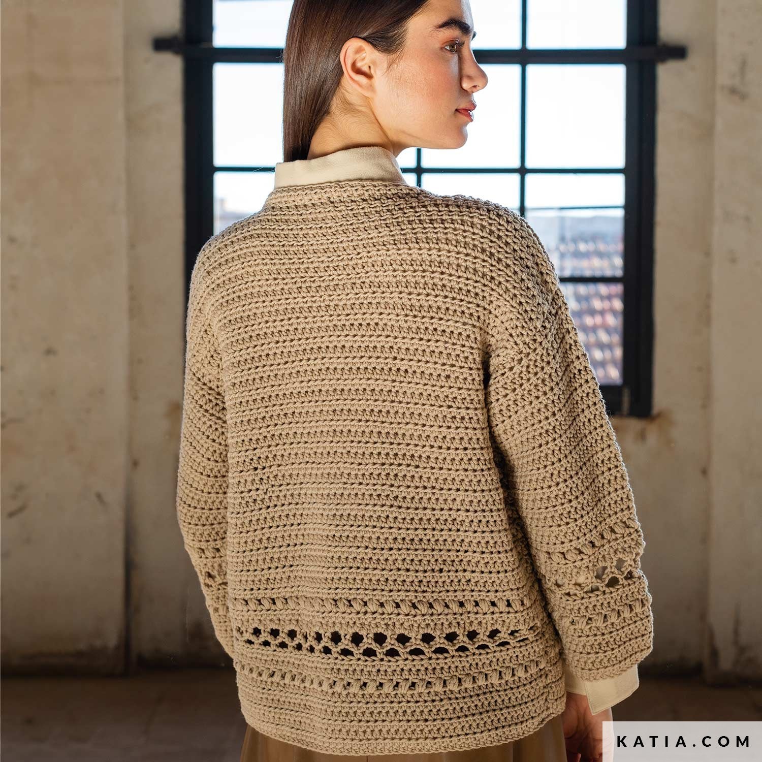 Jachetă croșetată din Merino Aran