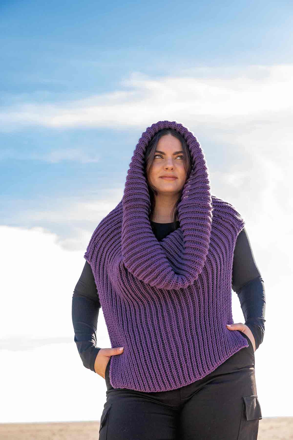 Vestă cu tricotată din Merino Aran