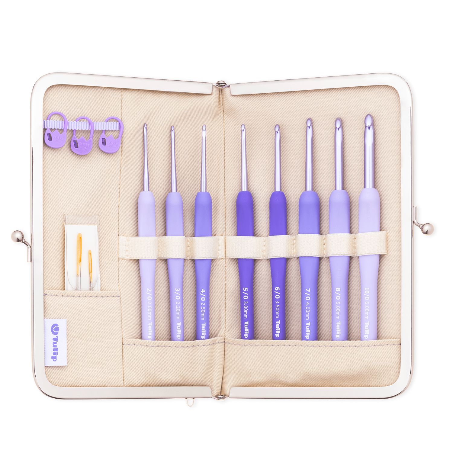 Set Croșete de Mărimi Diverse Marca Japoneză Tulip Etimo Rose cu Set Croșete de Mărimi Diverse Marca Japoneză Tulip Etimo Rose cu