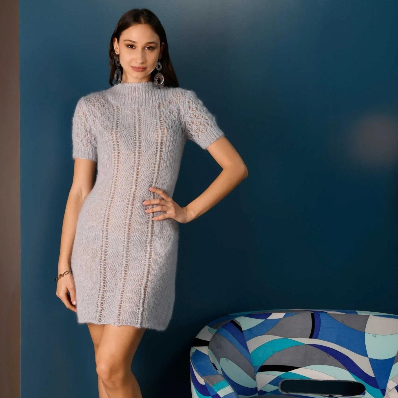 Rochie tricotată cu model Silk Mohair