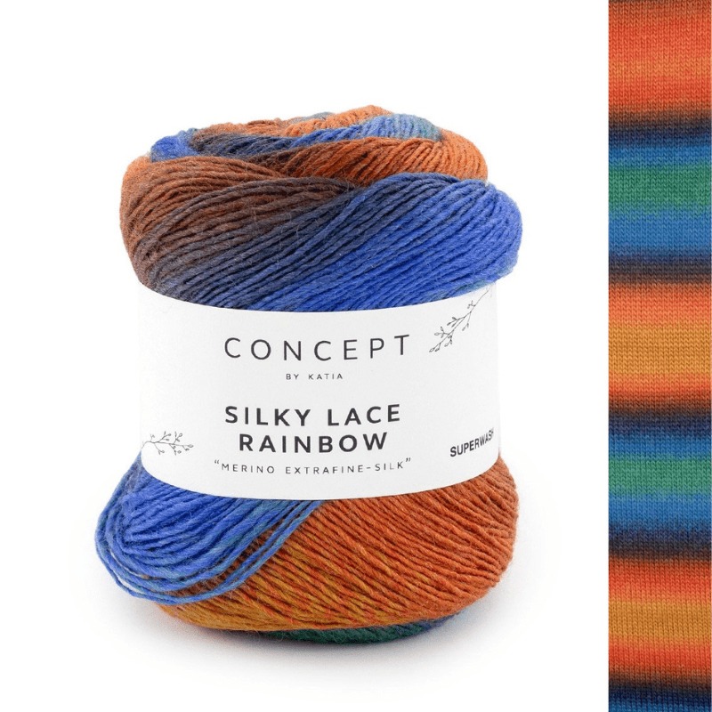 Silky Lace Rainbow - fir variegat de merinos cu mătase naturală