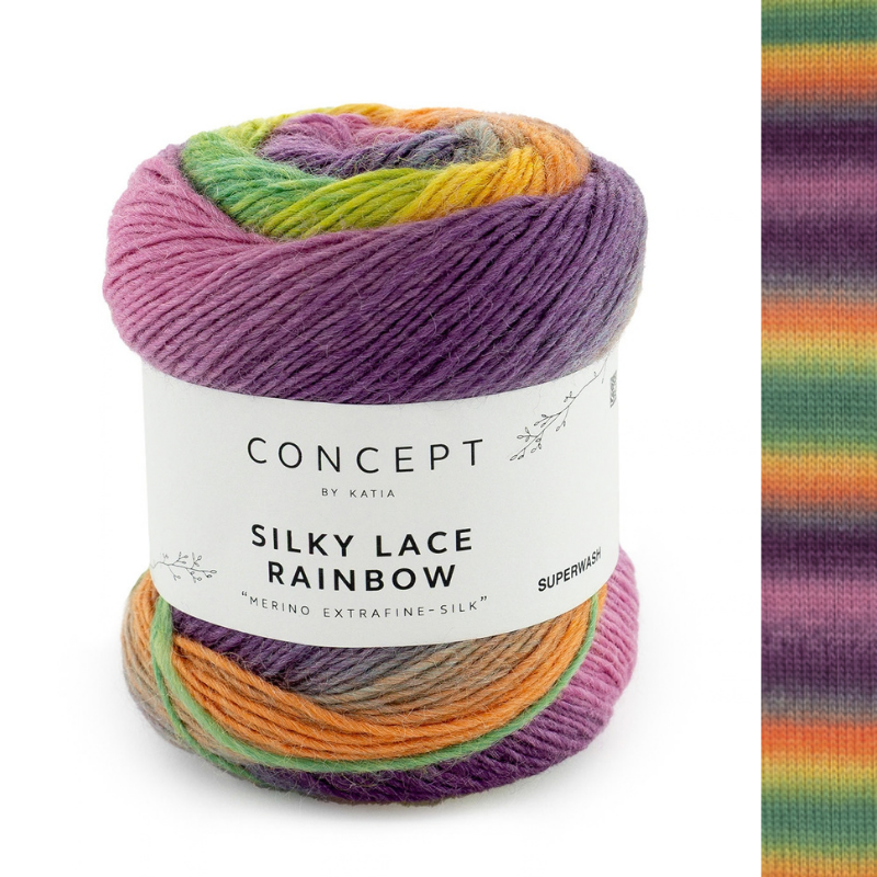 Silky Lace Rainbow - fir variegat de merinos cu mătase naturală
