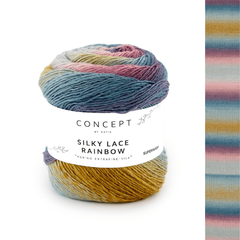 Silky Lace Rainbow - fir variegat de merinos cu mătase naturală