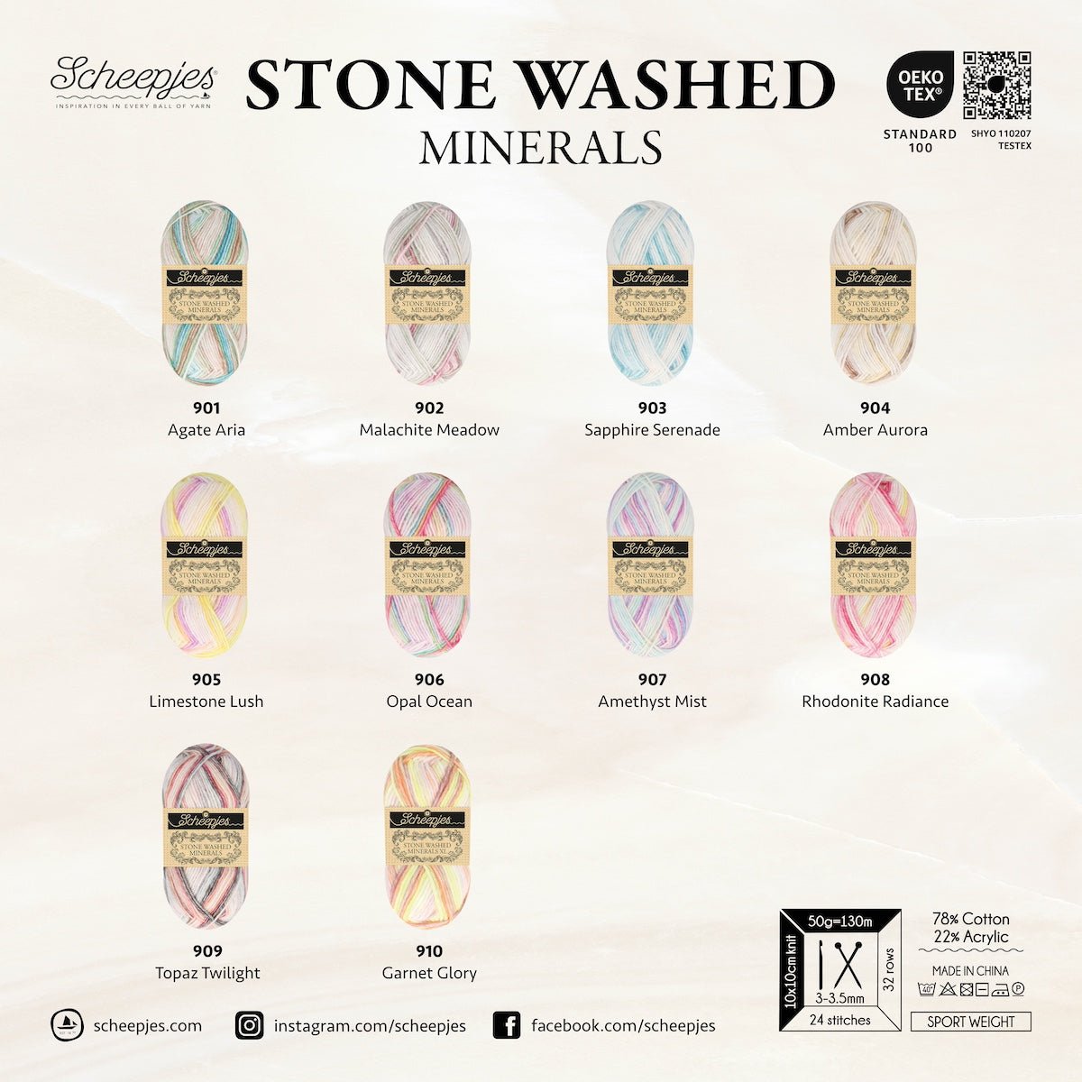 Stone Washed Minerals - fir melanj variegat de bumbac cu acrilic